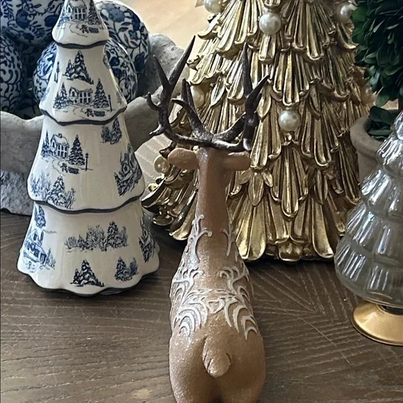 NEW! Vintage Inspired Gingerbread Holiday Santa Reindeer Figurine - Picture 9 of 11